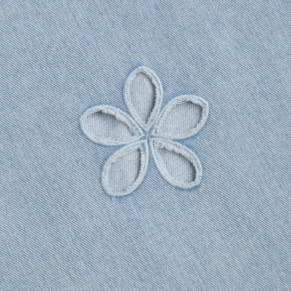 Cider Light Blue Floral Cutout Wide Leg Jeans - Picture 8 of 8